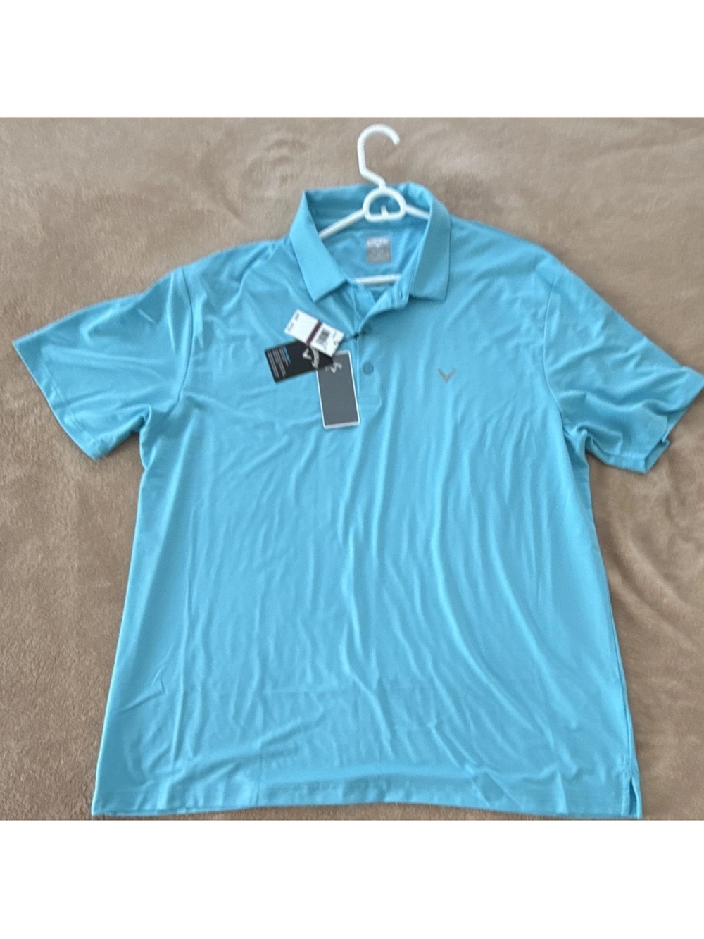 NWT Callaway Golf Opti-Dri Performance Polo Shirt XXL Turquoise Blue